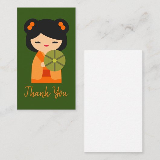 可愛いオレンジコケシ日本のの人形 ノートカード (正面/裏面)