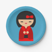 可愛いオレンジコケシ日本のの人形