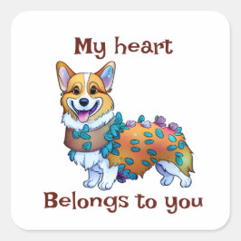 可愛いオレンジコ前向きルギ スクエアシール