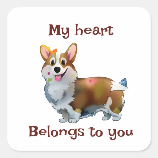 可愛いオレンジコ前向きルギ スクエアシール (正面)