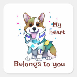 可愛いオレンジコ前向きルギ スクエアシール