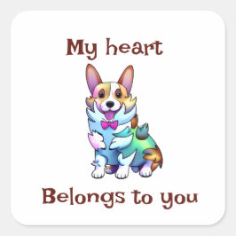 可愛いオレンジコ前向きルギ スクエアシール