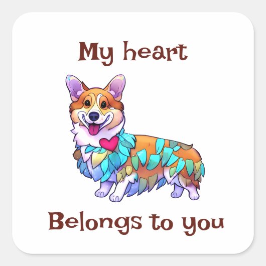 可愛いオレンジコ前向きルギ スクエアシール (正面)