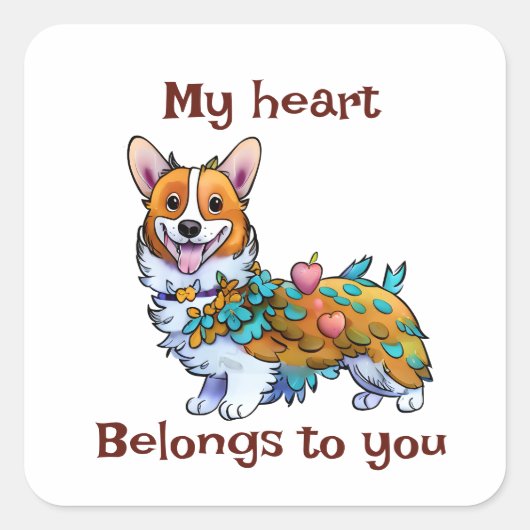 可愛いオレンジコ前向きルギ スクエアシール (正面)