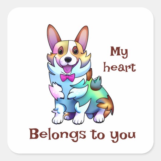 可愛いオレンジコ前向きルギ スクエアシール (正面)