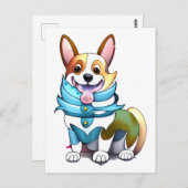 可愛いオレンジコ前向きルギ ポストカード (正面/裏面)