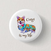 可愛いオレンジコ前向きルギ 缶バッジ (正面)