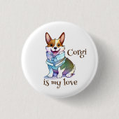 可愛いオレンジコ前向きルギ 缶バッジ (正面)