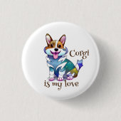 可愛いオレンジコ前向きルギ 缶バッジ (正面)