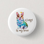 可愛いオレンジコ前向きルギ 缶バッジ (正面)