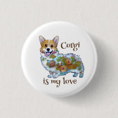 可愛いオレンジコ前向きルギ 缶バッジ (正面)