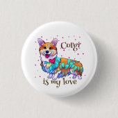 可愛いオレンジコ前向きルギ 缶バッジ (正面)