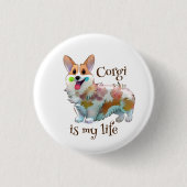 可愛いオレンジコ前向きルギ 缶バッジ (正面)