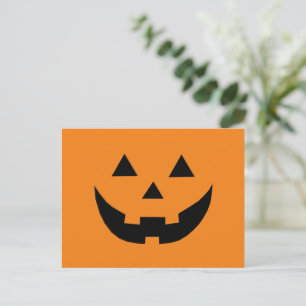 可愛いオレンジハロウィーンのカボチャのちょうちん面白いハロウィーン シーズンポストカード