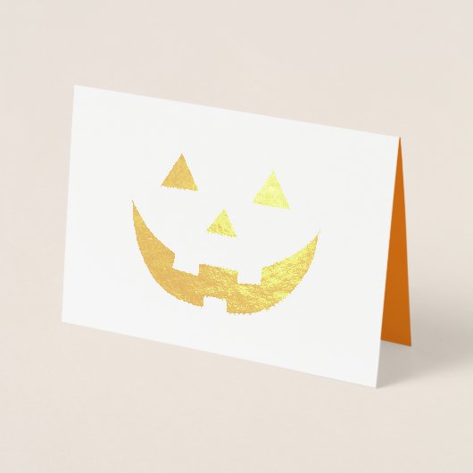 可愛いオレンジハロウィーンのカボチャのちょうちん面白いハロウィーン 箔カード (正面)