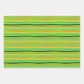 可愛いオレンジパープルグリーンおもしろいハロウィーンパターン ラッピングペーパーシート (正面3)