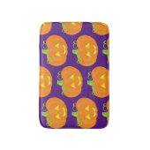 可愛いオレンジパープルハロウィーンカボチャ バスマット (正面縦)