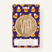 可愛いオレンジパープルハロウィーン絵文字キャンディーコーン バッジ (正面)