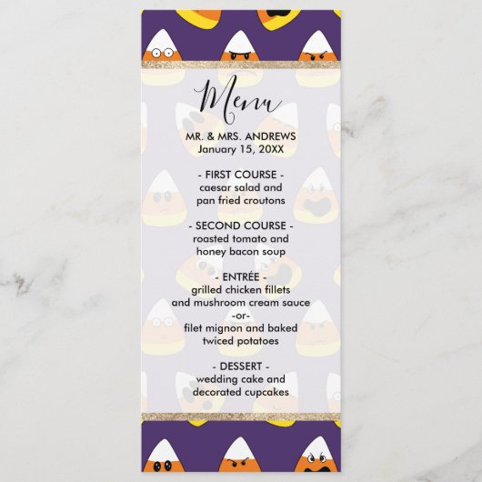 可愛いオレンジパープルハロウィーン絵文字キャンディーコーン メニュー (正面)