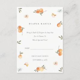 可愛いオレンジフローラボホオムツラッフルベビーシャワー エンクロージャーカード