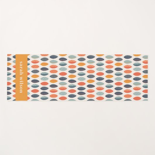 可愛いオレンジブルーオークレリーフィタリーパターン ヨガマット (正面(横))