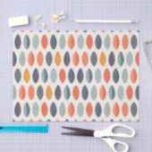 可愛いオレンジブルーオークレリーフィタリーパターン 薄葉紙 (クラフト)