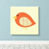 可愛いオレンジ予測できな色の鳥のキャンバス印刷 キャンバスプリント (インサイチュ (ウッドフロア))