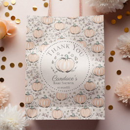 可愛いオレンジ小さなかぼちゃ赤ちゃんシャワーありがとう スモールペーパーバッグ