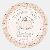 可愛いオレンジ小さなかぼちゃ赤ちゃんシャワーありがとう ラウンドシール (正面)