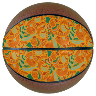 可愛いオレンジ抽象芸術シームレス花セラミックタイル バスケットボール