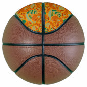 可愛いオレンジ抽象芸術シームレス花セラミックタイル バスケットボール (右)