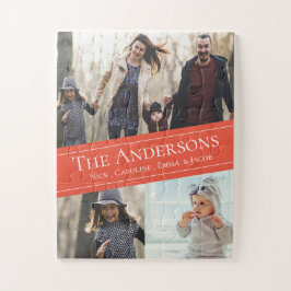 可愛いオレンジ数々の色の写真コラージュの家族の名前 ジグソーパズル