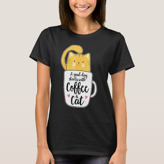 可愛いオレンジ猫コーヒーマグ猫1 Tシャツ (正面)