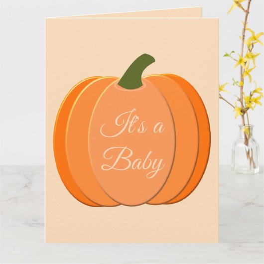 可愛いオレンジ男女兼用色のカボチャの性別が表示 カード (黄色い花)