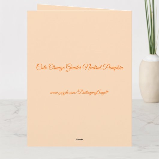 可愛いオレンジ男女兼用色のカボチャの性別が表示 カード (裏面)
