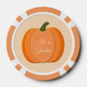 可愛いオレンジ男女兼用色のカボチャの性別が表示 ポーカーチップ (裏面)