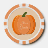 可愛いオレンジ男女兼用色のカボチャの性別が表示 ポーカーチップ (正面)