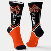 可愛いオレンジ白と黒の応援ソックス ソックス (傾斜あり)