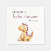 可愛いオレンジ紫色の恐竜の赤ちゃんシャワーナプキン スタンダードカクテルナプキン (正面)