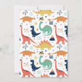 可愛いオレンジ緑のベビー恐竜の男の子の赤ちゃんシャワー 招待状 (裏面)