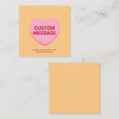 可愛いオレンジ色のカスタムピンクのメッセージ会話ハート エンクロージャーカード (正面/裏面)