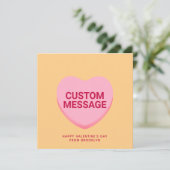 可愛いオレンジ色のカスタムピンクのメッセージ会話ハート カード (スタンド正面)