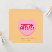 可愛いオレンジ色のカスタムピンクのメッセージ会話ハート カード (正面/裏面インサイチュ)