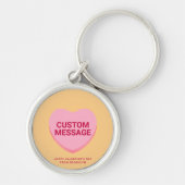 可愛いオレンジ色のカスタムピンクのメッセージ会話ハート キーホルダー (正面)