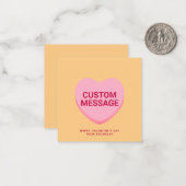 可愛いオレンジ色のカスタムピンクのメッセージ会話ハート ノートカード (正面/裏面インサイチュ)