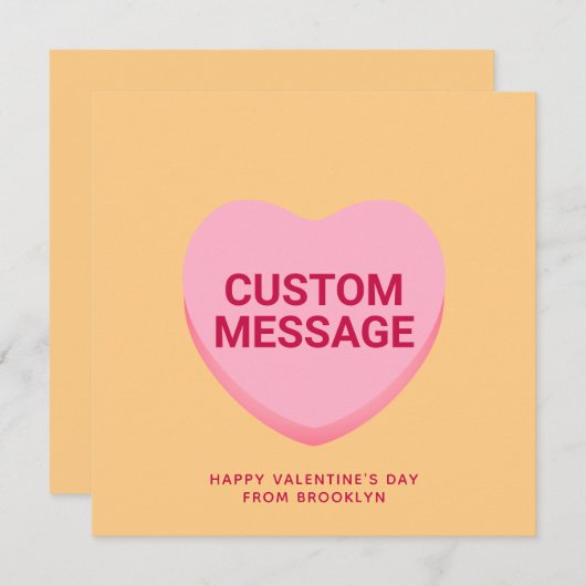 可愛いオレンジ色のカスタムピンクの会話ハート (正面/裏面)