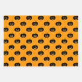 可愛いオレンジ色のカボチャのハロウィンパターン ラッピングペーパーシート (正面)