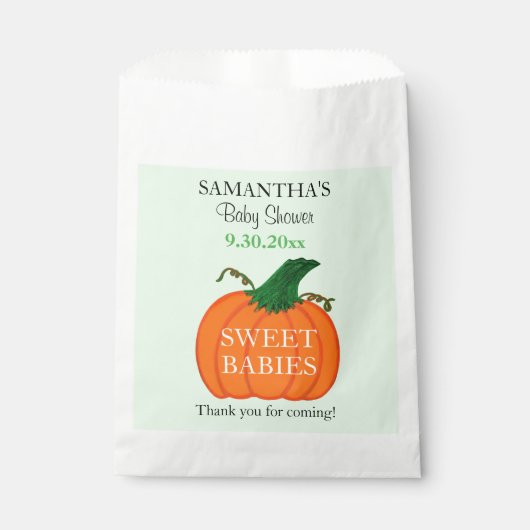 可愛いオレンジ色のカボチャの赤ちゃんシャワー好み フェイバーバッグ (正面)