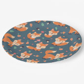 可愛いオレンジ色のキツネ柄 ペーパープレート (アングル)