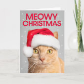 可愛いオレンジ色のタビー猫のためのメリークリスマス シーズンカード (正面)